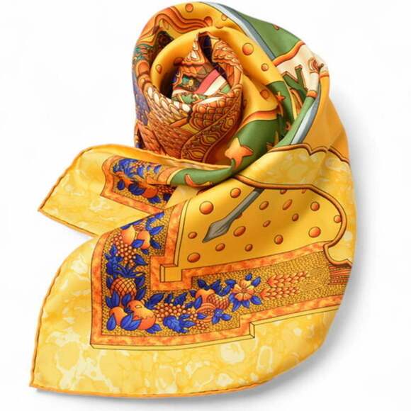 HERMES Yellow Silk Scarf - Picture 2 of 9